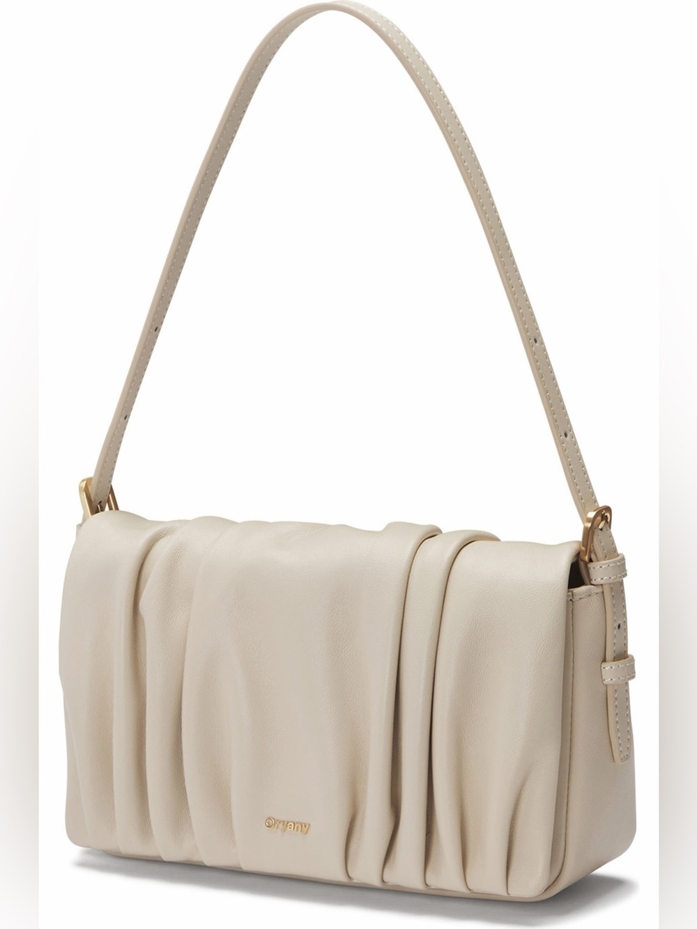 NWOT ORYANY BELL PLEATED LEATHER SHOULDER BAG CREAM IVORY